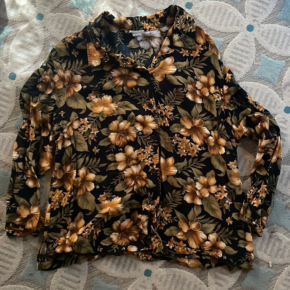 Vintage plus size Blair boutique floral button down long sleeve